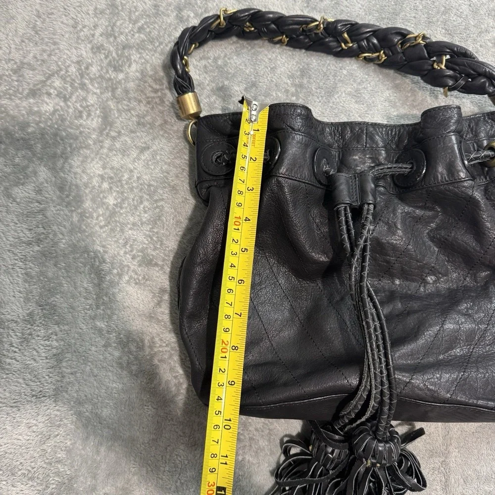 VTG Y2K Steven Steve Madden Leather Bucket Hobo Hand Bag Western Grunge Indie‎